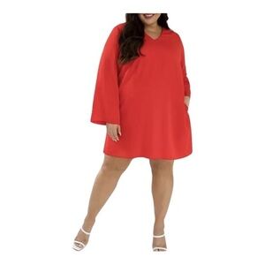 Maree Pour Toi Orange Shift Tunic Dress Long Sleeve V-neck NWOT
